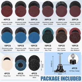 Landhoow 216 Pcs 2 Inch Sanding Discs Set Surface Conditioning Disc with 1/4 Inch Holder Sanding Pads for Die Grinder Surface Striping Polishing Finishing and Rust Paint Removal