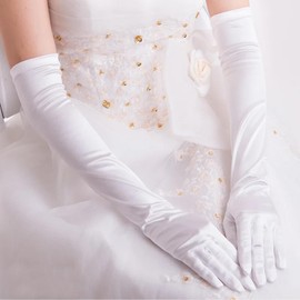 Sihaby Long Satin Gloves,Women's Evening Party Mittens,Stretchy Elbow Length Opera Tea Party Banquet Gloves 1920s Flapper Accessories