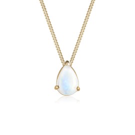 Elli Women's Elegant Drop Pendant Necklace with Moonstone in 925 Sterling Silver Gold-Plated, Silver, Moonstone