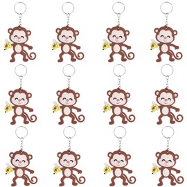 Mirabuy 24 Pack Cute Monkey Keychains Party Favors for Wild Animal Party, Jungle Zoo Safari Animal Party, Birthday Party Return Gifts