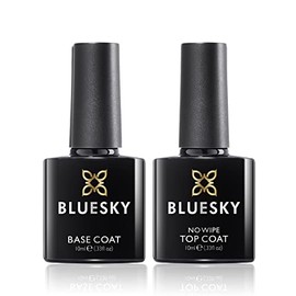 Bluesky No Wipe Top Coat and Soak Off Base Coat Bundle, 10 ml (Requires Drying Under UV or LED Lamp) (Base Coat+No Wipe Top Coat)