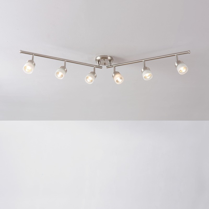GLOBE Electric 59865 Spence 6-Light Foldable Track Lighting, Brushed Nickel,