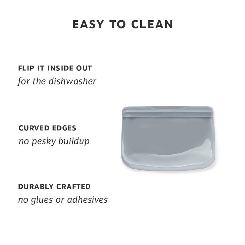 W&P Porter Silicone Reusable Storage Bag, Sandwich (10oz Flat), Charcoal,