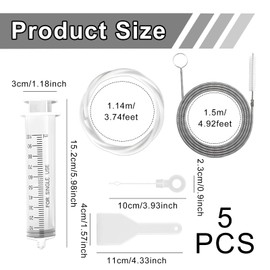 5 Pcs Fridge Drain Hole Cleaning Tool Blockage Remover,Fridge Emptying Dredger and Cleaning Set with Syringe and Tube for Drain Hole,Refrigerator Drain Hole Cleaning Tool for Sink Unclogger