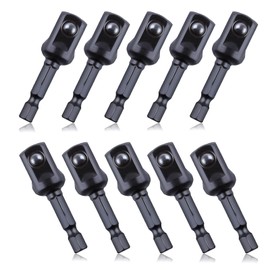 LEONTOOL Impact Adapter, Square Socket Bit, Set of 10, 6.35mm Hex Axis, Socket Conversion Adapter, Insertion Angle 0.5 inches (12.7 mm), Extension Bit Total Length 2.0 inches (50 mm), Impact Socket