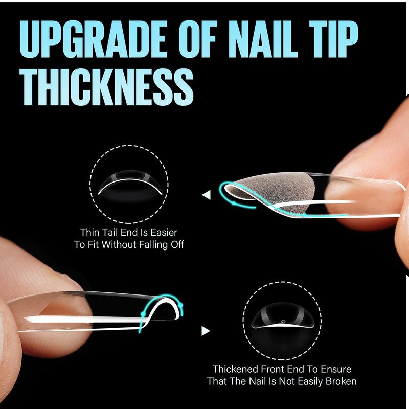 TOMICCA Medium Coffin Nail Tips, 504Pcs Half Matte Soft Acrylic