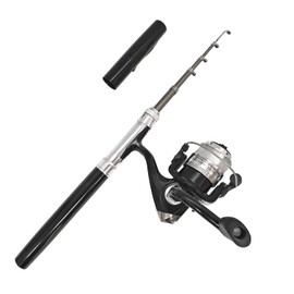 Portable Pocket Telescopic 38inch Mini Pen Fishing Rod Spinning Reel Combos Pen Folded Fishing Pole Spinning Wheel Gift for River, Lake, Reservoir, Ice Fishing and So On(Black)