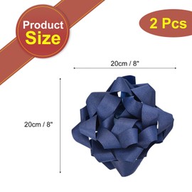 MECCANIXITY 2Pcs 8 Inch Large Gift Bow Glitter Self Adhesive Christmas Bows Dark Blue for Gift Wrapping, Present Baskets, Party Decoration, Holiday, Wedding