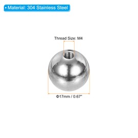 PATIKIL M4x17mm Ball Nuts Knob, 8 Pcs Female Thread 304 Stainless Steel Round Blind Hole Screw Cap Cover for Lighting Machinery DIY Decoration, Silver