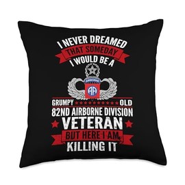 Grumpy Old 82nd Airborne Division Veteran Paratrooper Throw Pillow