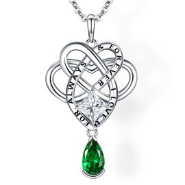 ETERMBOL May birthstone necklace for women 925 sterling silver emerald necklace pendant Birthstone birthday gifts celtic jewlery