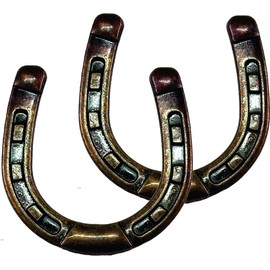 Set of 6 Double Horseshoe Drawer Handle Cabinet Western Southwest Decor Texas Kitchen (Oil Rubbed Brass)