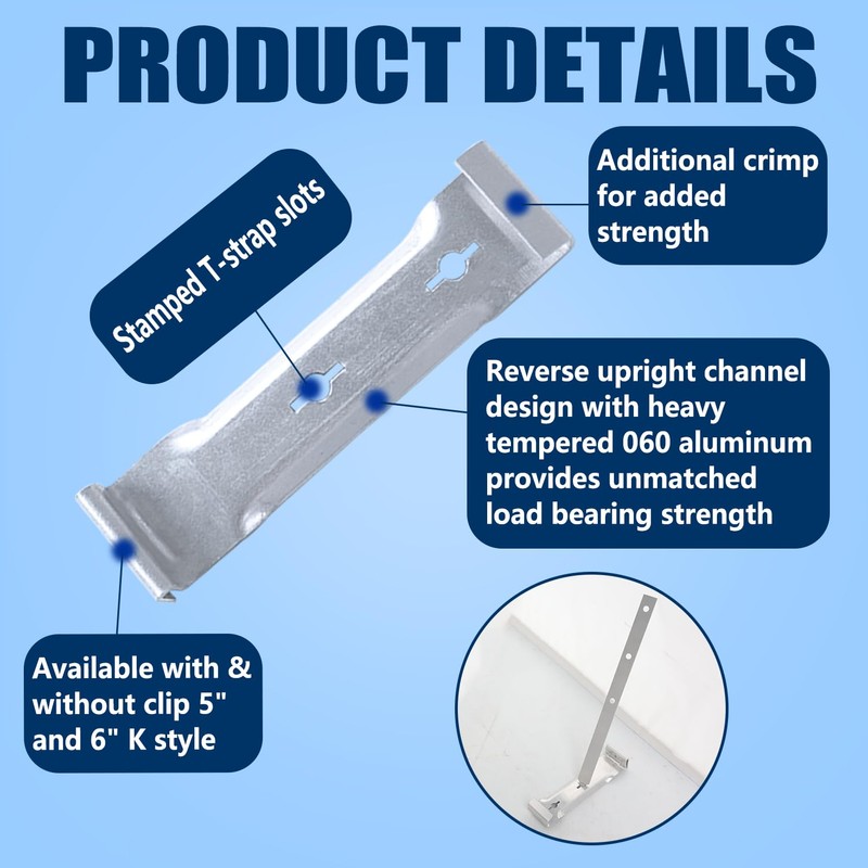 25 Pcs 5 inch Aluminum Roof Gutter Hanger with Straps