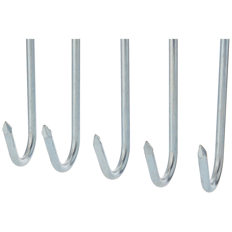 Merriway BH01914 (5 Pcs) BZP Steel Butchers Pointed Kitchen S-Hooks,