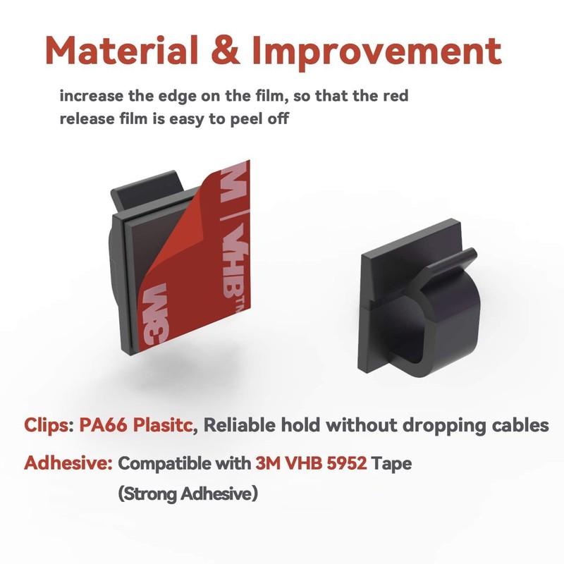 Cable Clips 40pcs with Strong Adhesive Tapes,Wire Holder Organizer Cord