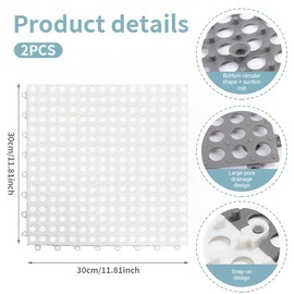 GXGM 2 Stück 170g Baby Badewanne Anti Rutsch Matte,Spleißung Wasserdicht Duschmatte,Fußmatten für Haustiere,Schwimmbad Antirutschmatte Dusche,Spezielles Zubehör für Badezimmer(Dunkelgrau+Weiß)