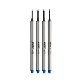 LAMY M66 Rollerball Pen Refills Set of 4 821 Metal in Blue for Lamy Rollerball Pen without Cap - Line Width Wide