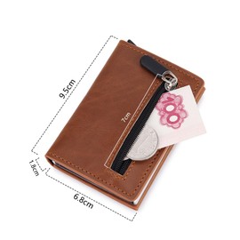 WITFAMILY Men's Wallet, Small Mini Purse, RFID Protected Card Sleeves, Brown Card Case, Unisex, Carry Bag for Bank Cards, Cards Wallet, Yellow-Brown, Modern