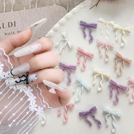 Bow Nail Art Charms 3D Bowknot Nail Rhinestones Colorful Nail Art Diamond Spring Summer Nail Accessories Rhinestones for Bedazzling for Women Manicure Decoration Tips Crystals for Crafts