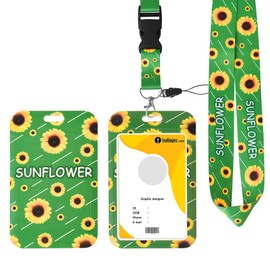 Sunflower ID Card Holder with Detachable Lanyard - ABS Plastic Badge Holder for Work, Events, Healthcare Workers, Teachers - Stylish Office Accessories