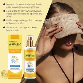 Hair and Scalp Sunscreen Spray SPF 30, Prevents Hair Fading Dryness & Scalp Sunburn for All Skin Type and UV Defense.(1 Pcs)