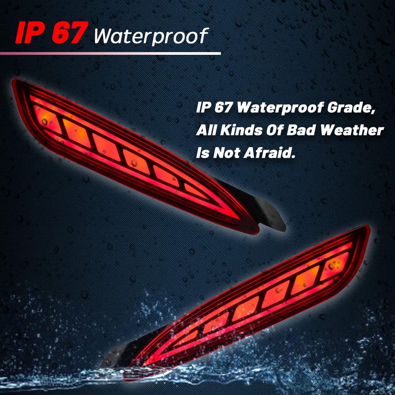 GEEGEETOP Red Lens LED Rear Bumper Fog Light Assembly Compatible