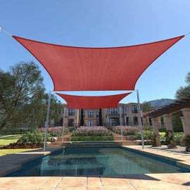 Goleray 11'x15' Waterproof Sun Shade Sail Rectangle Shade Canopy Cloth Outdoor Patio Cover UV Resistant Awnings for Backyard Garden Deck, Red