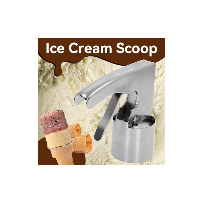 Cuchara para helado de 2 uds, cilíndrica de acero inoxidable,