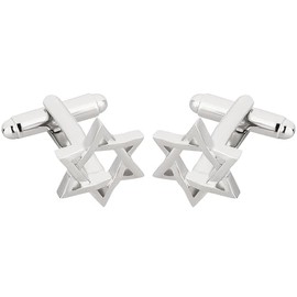 TEROON Star of David Cufflinks, Silver, Without Stone
