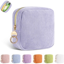 Bolsa de periódico para adolescentes, bolsa de almacenamiento de servilletas sanitarias de pana, bolsas menstruales, soporte para tampón para cartera, Lila Púrpura, Bolsa de época