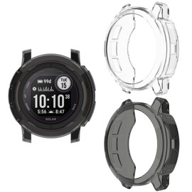 Case Cover Compatible with Garmin Instinct 2 2s Protector Case,Soft TPU Bumper Anti-Scratch Shell Protective Covers for Instinct 2 2s Case (Instinct 2, Black+Clear)