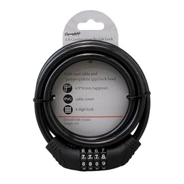 4 ft Flexible Steel Combination Bicycle Lock with Self-Setting Mechanism, 8mm Thick with PVC Cover, 4-Digit Resettable Code - Multi-Purpose Security Cable for Scooters, Chairs, BBQs (1, Black)