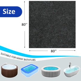 Ogrmar 80x80 Inch Hot Tub Mat, Inflatable Hot Tub Pad Outdoor Indoor, Washable Above Ground Protector Pad, Slip-Proof Backing, Absorbent Spa Pool Ground Base Flooring Protector Mat (80x80inch)