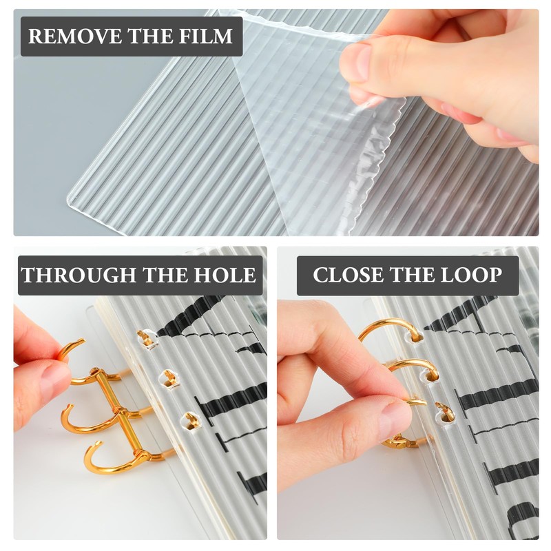 Maitys A5 Acrylic Binder 6 Ring Frosted Clear Stripe Binder