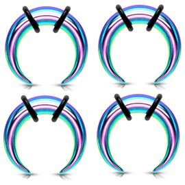 Zaya Body Jewelry 6g 8g 10g 12g Rainbow Steel Pinchers for Ears Septum Horseshoe Gauges