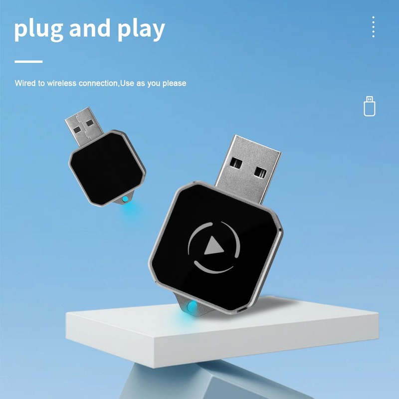 Wireless CarPlay & Android Auto Adapter, Plug & Play 2-in-1