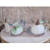 Unbranded Fall Harvest White Green PUMPKINS Hand Painted Stemless Wine
