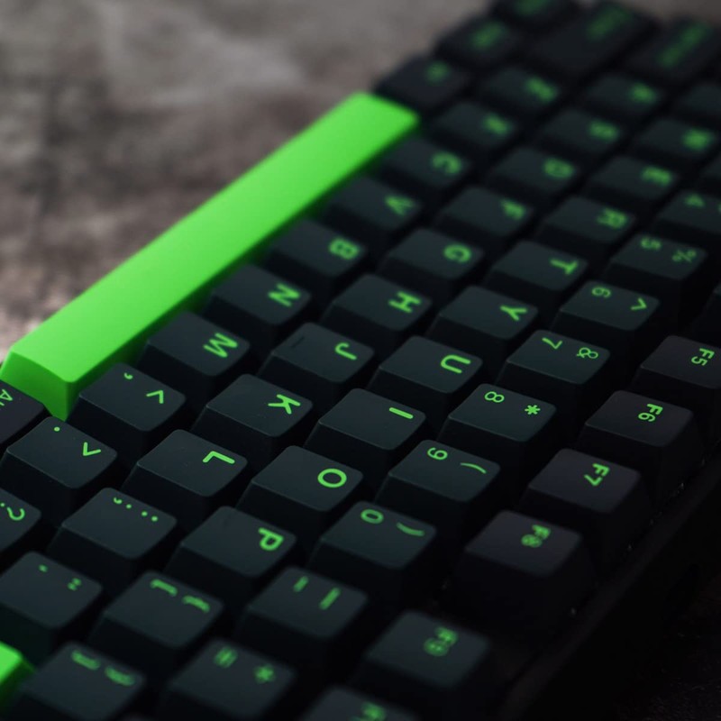 Sumgsn 172 Keys Wave Keycaps Set, Cherry Profile Doubleshot, Green,