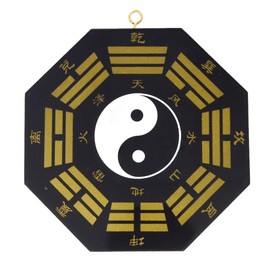 Feng Shui Tai Chi Chinese Bagua Black Protects Homestead from Evil Heaven and Earth Location Map Eight Trigrams Talisman Decoration (5IN)