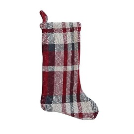 Creative Co-Op 20" H Cotton Slub Knit Stocking, Multi Color Plaid
