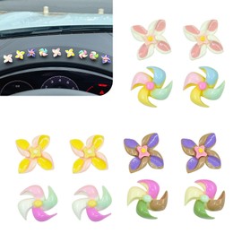 yorpyep 12 PCS Car Dashboard Ornaments, Gyroscope Rotating Mini Windmill for Rearview Mirror Rear Wiper Center Console, Cute Playful Small Pinwheel Rotating Decorations, for Most Cars (Multicolored)