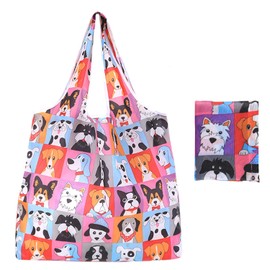 NyxSeat 1 Piece Waterproof Eco-Friendly Puppy Bag, Foldable Large Capacity Shopping Bag, Eco-Friendly Printed Handbag, Grocery Shopping Bag, pink