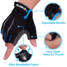 Grebarley Cycling Gloves, Non-Slip and Shock-Absorbing Mountain Bike Gloves, Suitable for Men and Women, Blue, L