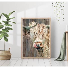 SYMON Cross Stitch Kits for Adults,Highland Cow,11CT Counted Printed Cross Stitch Kits,15.74 ×19.68 Inch