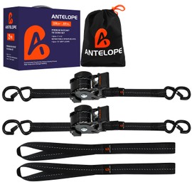 Heavy Duty Retractable Ratchet Straps (2 PK) - 1IN x 12 FT Self Retractable Tie Down Straps with Soft Loop- 1,500LB Break Strength Auto Ratchet Straps for Motorcycle, Truck, Cargo, Trailer (Black)