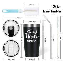 LiqCool Uncle Aunt Gifts, Best Aunt and Uncle Ever Gifts, Uncle Aunt Christmas Birthday Pregnancy Announcement Gifts from Niece Nephew, 20 Oz Insulated Stainless Steel Tumbler Set(Black & White)