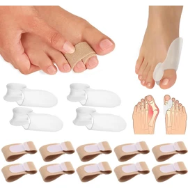 LBYHZS 10 Pcs Corrector Dedo Martillo y 2 Pares Separadores Juanetes,Protectores para Dedos de los Pies,Alivio para Dedos Torcidos y Superpuestos,Corrector de Juanete Transpirable (Blanco)