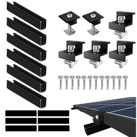 Xmart Solar Panel Bracket Kit Rails for Solar Panels Solar Panel Balcony Power Station Mounting Rail Black 12 cm PV Bracket Adjustable Black Clamp 30-35 mm for Flat Roof Trapezoidal Roof