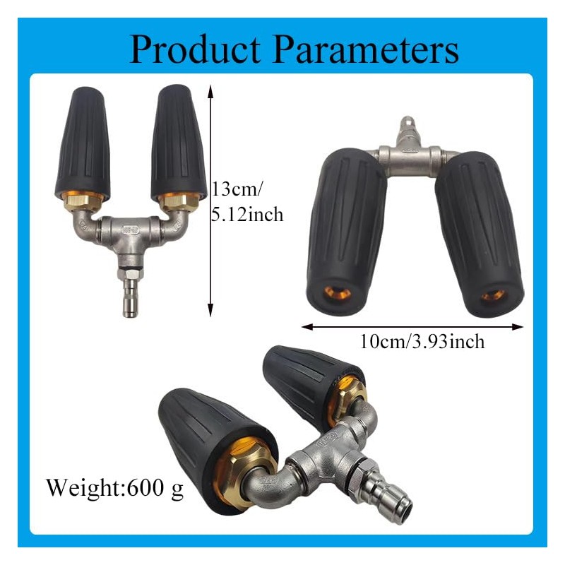 Dual Turbo Nozzle Pressure Washer,Power Washer Tips Set,360°Rotating Turbo Nozzle