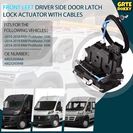 GrteRokky Front Left Driver Side Door Latch Lock Actuator with Cables 68232439AA 68232439AB Compatible for RAM ProMaster Cargo Van 1500 2500 3500 2014 2015 2016 2017 2018 Door Parts